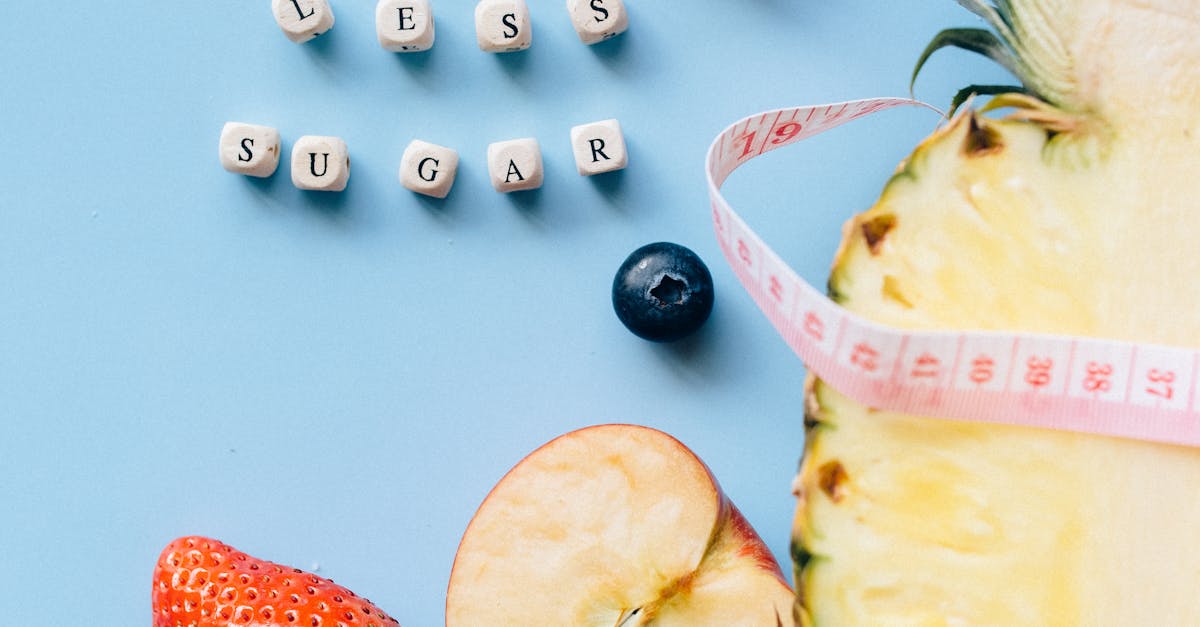 A vibrant composition featuring fresh fruits and health-conscious messaging.